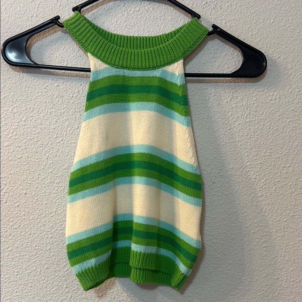 Nikka K Green and Cream Knit Tank Top